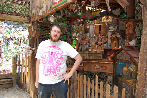 Mark in front of the Tinkertown band