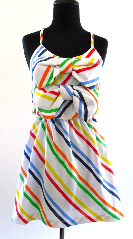 Rainbow Stripes and Bows Dress