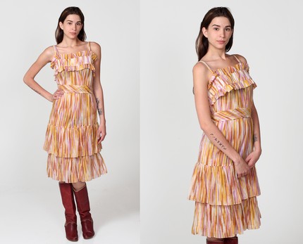 70's Ruffle and Tiered Dress