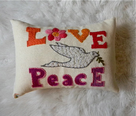 Vintage Peace and Love Pillow